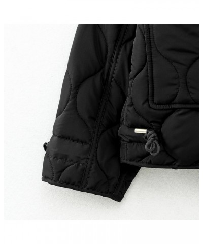 Women's Oversized Quilted Puffer Jacket Stand Collar Zip Up Lightweight Cropped Padded Winter Coat with Pockets 02black $24.7...