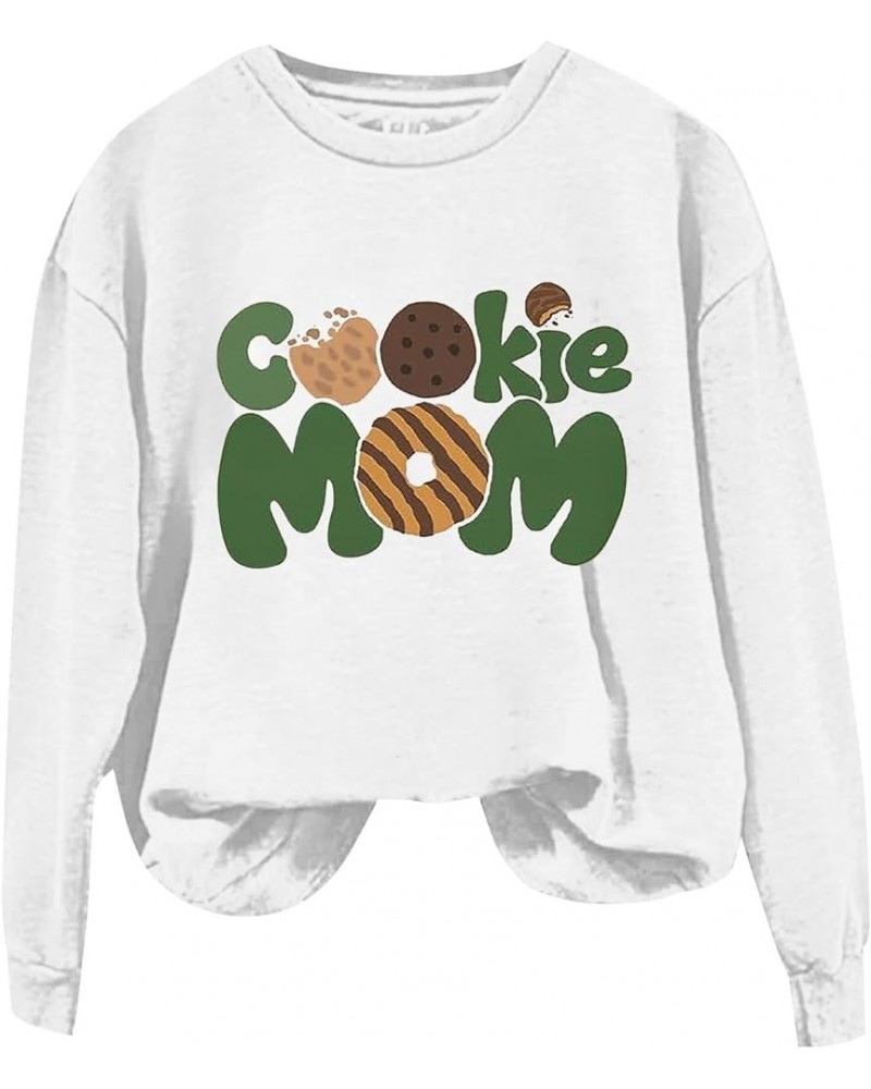 Cookie Cute Dealer Sweatshirt for Women Long Sleeve Mom Pullover Sweatshirts Womens Tops Cute Graphic Cookie Pullover D-white...