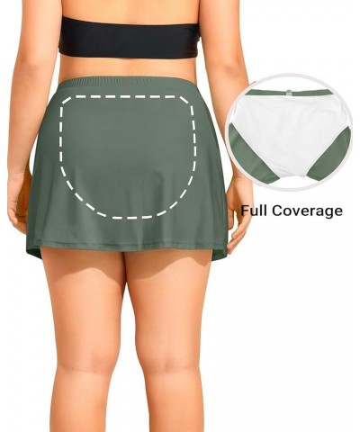 Plus Size Swim Skirt for Women Tummy Control High Waisted Swimsuit Bottoms Side-Slit Swim Skirt with Built-in Brief Green $16...