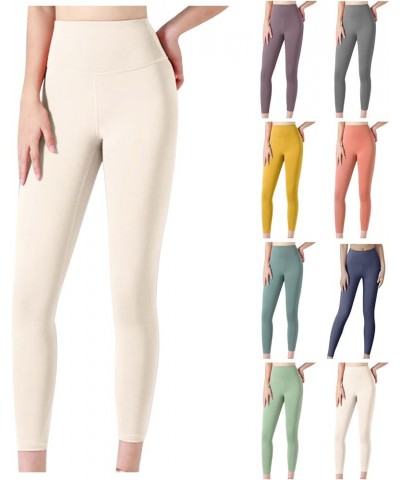 Leggings for Women Tummy Control Workout Leggings High Waisted Yoga Pants Butt Lifting Leggings Running Activewear Beige $6.3...