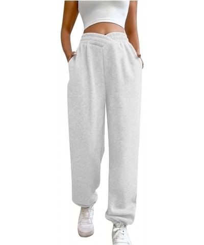 Women Sweatpants with Pockets Casual Athletic Straight Cargo Pants Running Basic High Waisted Ladies Fall Sweatpant D-white $...