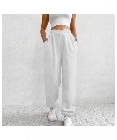 Women Sweatpants with Pockets Casual Athletic Straight Cargo Pants Running Basic High Waisted Ladies Fall Sweatpant D-white $...