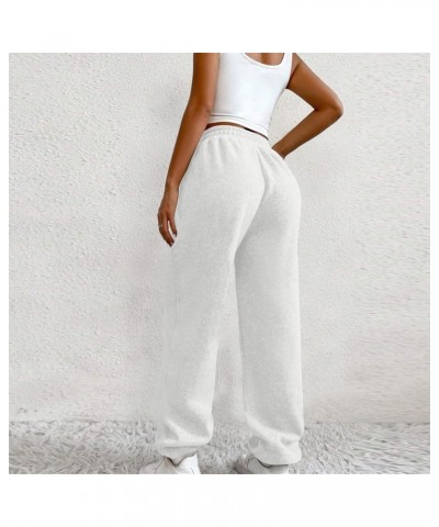 Women Sweatpants with Pockets Casual Athletic Straight Cargo Pants Running Basic High Waisted Ladies Fall Sweatpant D-white $...