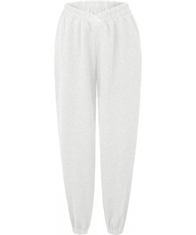 Women Sweatpants with Pockets Casual Athletic Straight Cargo Pants Running Basic High Waisted Ladies Fall Sweatpant D-white $...