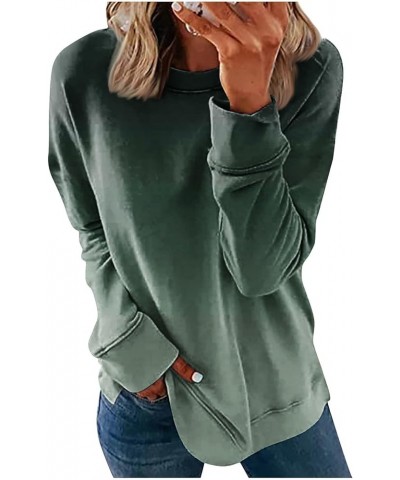 Crewneck Sweatshirts for Women 2023 Casual Fashion Gradient Loose Fit with Long Sleeve Plus Size Fall Tops 01-dark Green $10....