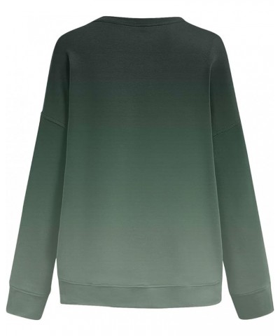 Crewneck Sweatshirts for Women 2023 Casual Fashion Gradient Loose Fit with Long Sleeve Plus Size Fall Tops 01-dark Green $10....