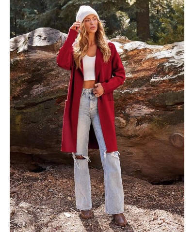 Women's Long Knit Wool Cardigan Sweaters Oversized Fall Dressy Coatigan 2023 Winter Coat Casual Light Jackets Red $25.51 Jackets