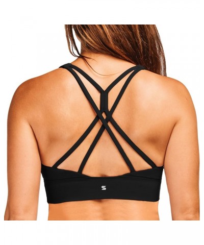 Women's Strappy Sports Bra Full Coverage Criss Cross Back Yoga Bra Padded Workout Sports Bras 2-black (Crisscross Back) $11.3...