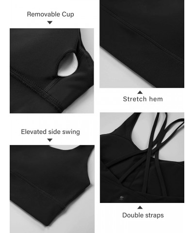 Women's Strappy Sports Bra Full Coverage Criss Cross Back Yoga Bra Padded Workout Sports Bras 2-black (Crisscross Back) $11.3...