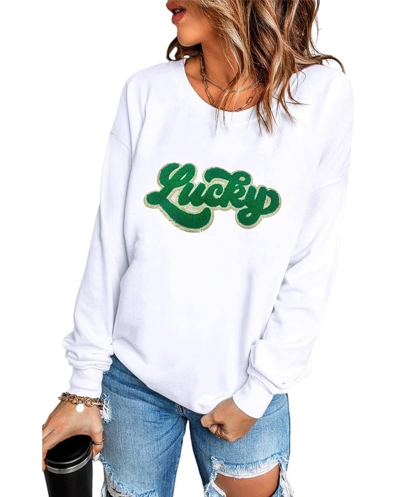 Women's 2024 Casual Sweatshirts Long Sleeve Crewneck Pullover Tops Fashion Hoodies Holiday Sequin Mardi Gras St Patrick Day-w...