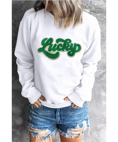 Women's 2024 Casual Sweatshirts Long Sleeve Crewneck Pullover Tops Fashion Hoodies Holiday Sequin Mardi Gras St Patrick Day-w...