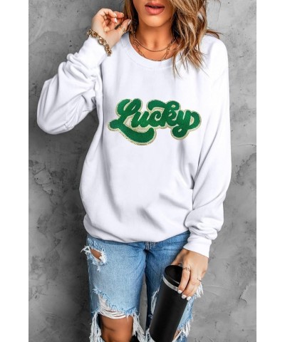 Women's 2024 Casual Sweatshirts Long Sleeve Crewneck Pullover Tops Fashion Hoodies Holiday Sequin Mardi Gras St Patrick Day-w...