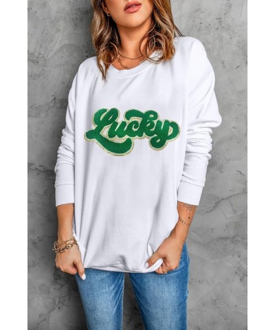 Women's 2024 Casual Sweatshirts Long Sleeve Crewneck Pullover Tops Fashion Hoodies Holiday Sequin Mardi Gras St Patrick Day-w...