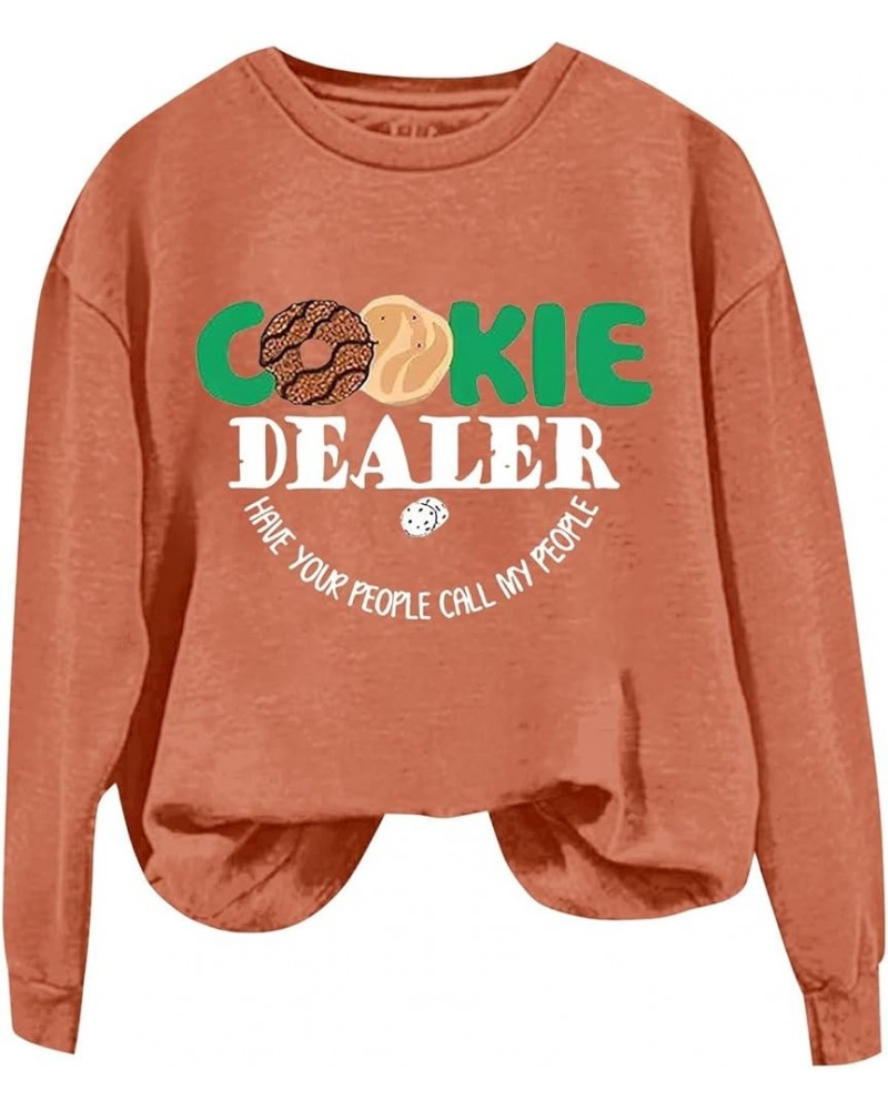 COOKIE MOM Sweatshirt for Women Crewneck Plus Size Long Sleeve Pullover Funny Cookie Printed Casual Mom Top A4-orange $11.39 ...