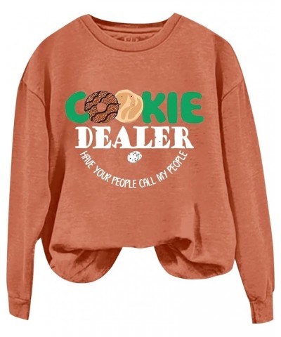 COOKIE MOM Sweatshirt for Women Crewneck Plus Size Long Sleeve Pullover Funny Cookie Printed Casual Mom Top A4-orange $11.39 ...