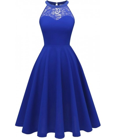 Women Prom Wedding Dress Cocktail Halter Lace A-Line Party Short Vintage Homecoming Dresses Royalblue $18.25 Dresses