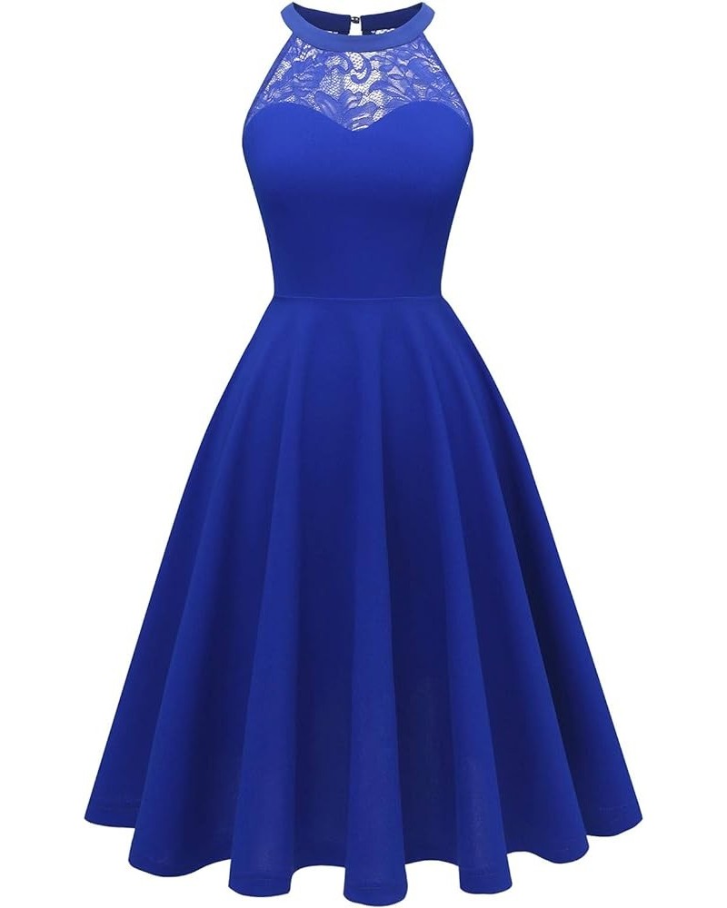 Women Prom Wedding Dress Cocktail Halter Lace A-Line Party Short Vintage Homecoming Dresses Royalblue $18.25 Dresses