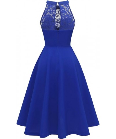 Women Prom Wedding Dress Cocktail Halter Lace A-Line Party Short Vintage Homecoming Dresses Royalblue $18.25 Dresses