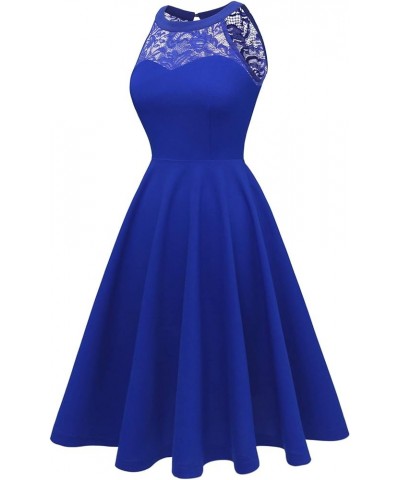 Women Prom Wedding Dress Cocktail Halter Lace A-Line Party Short Vintage Homecoming Dresses Royalblue $18.25 Dresses