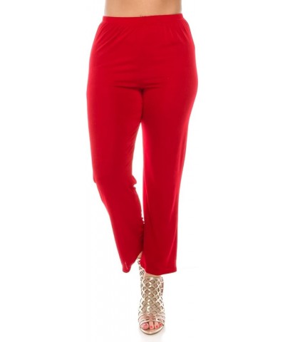 Women's Elastic Waist Pants – Pull On Stretch Basic Soft Casual Trouser Red $17.41 Pants