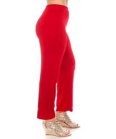 Women's Elastic Waist Pants – Pull On Stretch Basic Soft Casual Trouser Red $17.41 Pants