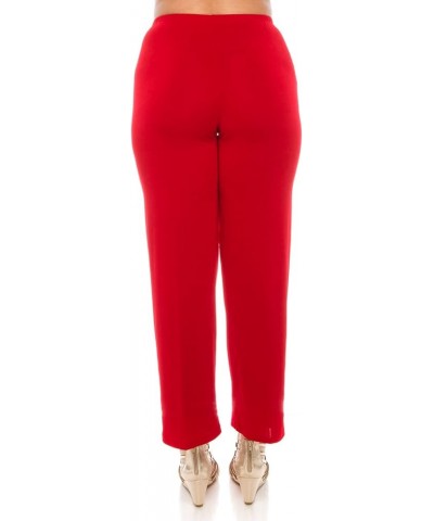 Women's Elastic Waist Pants – Pull On Stretch Basic Soft Casual Trouser Red $17.41 Pants