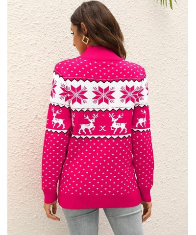 Women's Ugly Christmas Sweaters Snowflake Reindeer Long Sleeve Holiday Knit Xmas Sweater Pullover Tops Rose2 $14.70 Sweaters