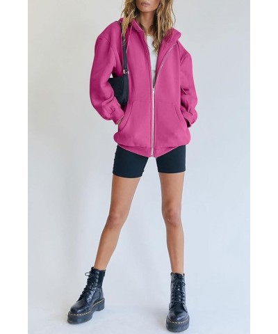 Womens Zip Up Hoodies Long Sleeve Sweatshirts Fall Outfits Oversized Sweaters Casual Fashion Jackets Hot Pink $22.25 Hoodies ...