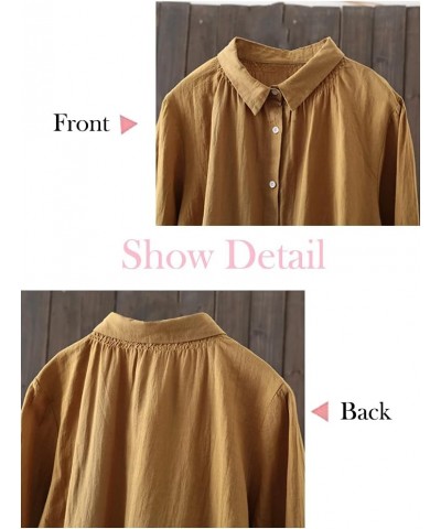 Women's Cotton Tunic Tops Button Closure Blouse With Hi-low Hem Yellow $17.94 Tops