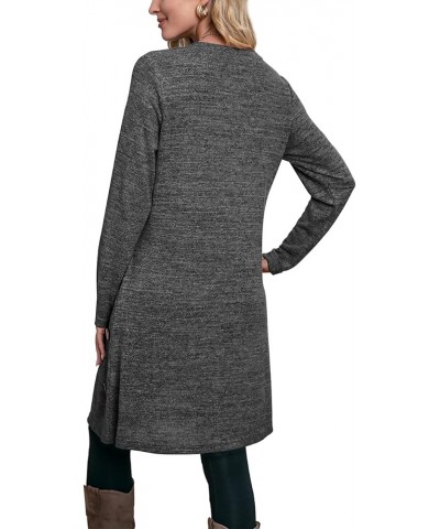 Women's Winter Dresses Long Sleeve Dress with Pockets Buttons Side Dark Grey $16.40 Dresses