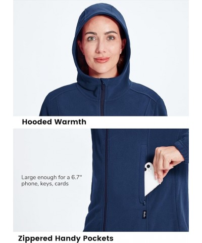 Women's Long Fleece Jacket Full-Zip Thermal Fleece Hooded Jacket Lightweight Winter Coat Navy $25.95 Jackets