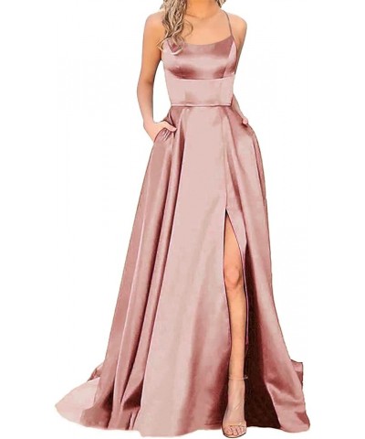 Women's Backless Side Slit Formal Dress Maxi Sleeveless Long Cocktail Dress Rose Gold 3 $10.80 Dresses