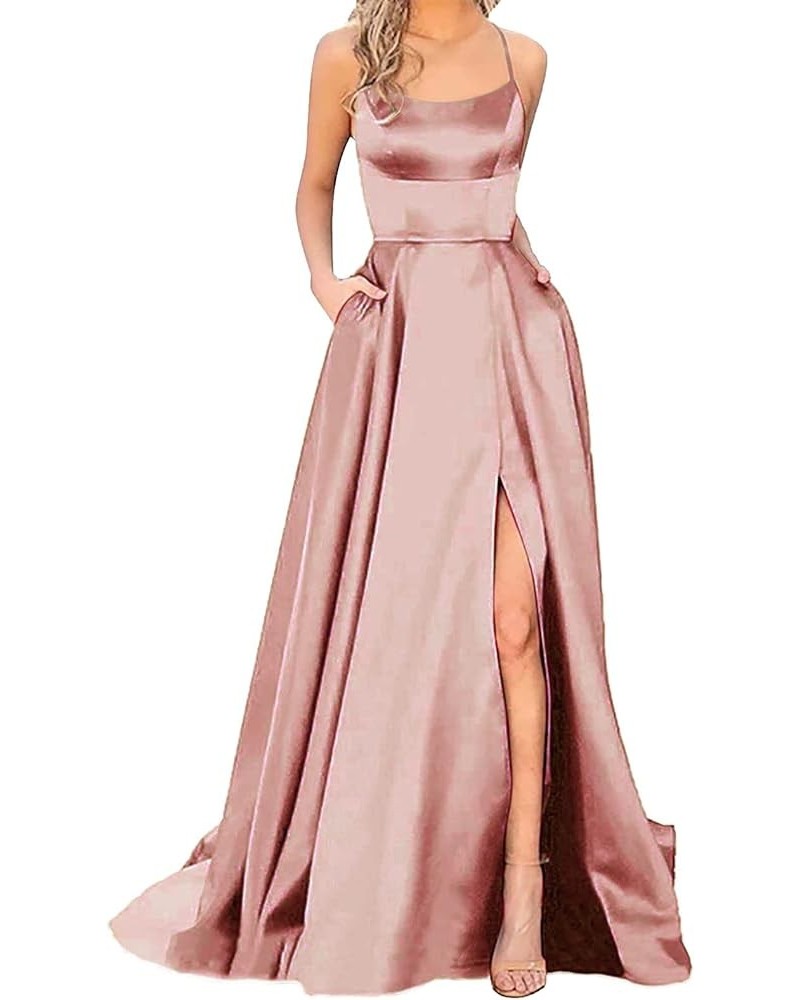 Women's Backless Side Slit Formal Dress Maxi Sleeveless Long Cocktail Dress Rose Gold 3 $10.80 Dresses