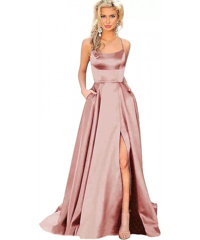 Women's Backless Side Slit Formal Dress Maxi Sleeveless Long Cocktail Dress Rose Gold 3 $10.80 Dresses