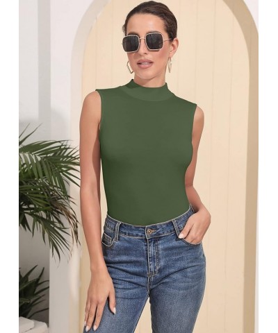 Women's Mock Turtleneck Long Sleeve Sleeveless Pullover Tops Slim Fit Basic T-Shirts Sleeveless Sleeveless Army Green $11.39 ...