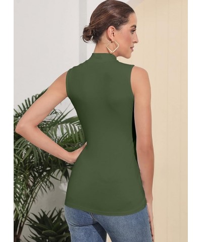 Women's Mock Turtleneck Long Sleeve Sleeveless Pullover Tops Slim Fit Basic T-Shirts Sleeveless Sleeveless Army Green $11.39 ...