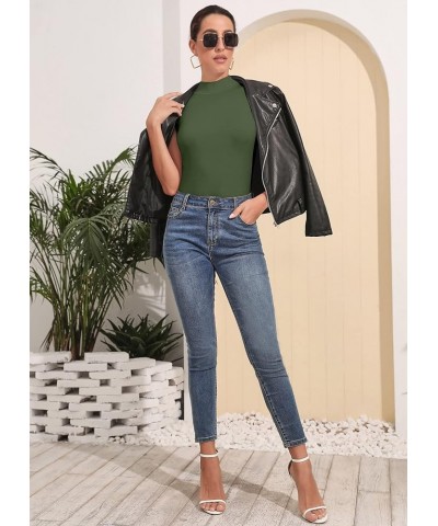 Women's Mock Turtleneck Long Sleeve Sleeveless Pullover Tops Slim Fit Basic T-Shirts Sleeveless Sleeveless Army Green $11.39 ...