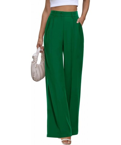 Womens Wide Leg Slacks High Waisted Pants Straight Long Work Business Trousers with Pockets 31"Inseam A-green $17.10 Pants