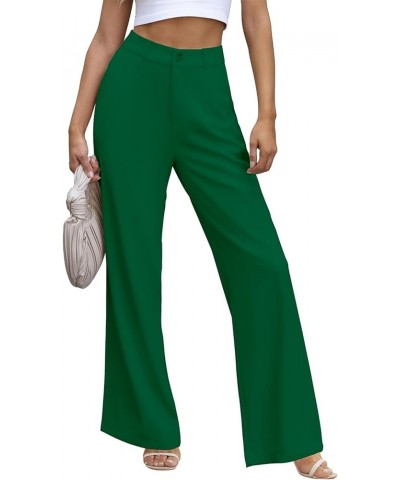 Womens Wide Leg Slacks High Waisted Pants Straight Long Work Business Trousers with Pockets 31"Inseam A-green $17.10 Pants