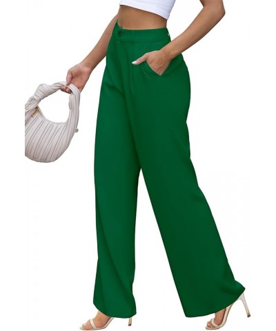 Womens Wide Leg Slacks High Waisted Pants Straight Long Work Business Trousers with Pockets 31"Inseam A-green $17.10 Pants