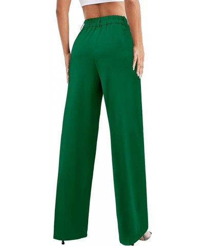 Womens Wide Leg Slacks High Waisted Pants Straight Long Work Business Trousers with Pockets 31"Inseam A-green $17.10 Pants