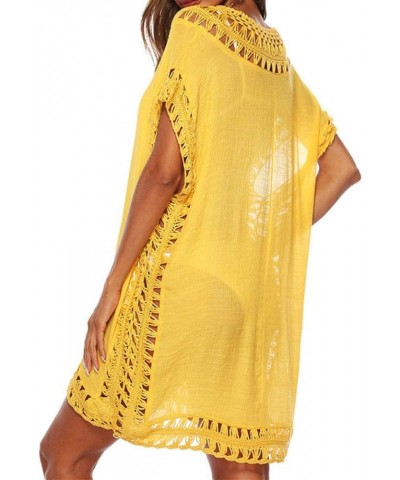 Women Perspective Stripe Print Tassel Swimsuit Cover Up Dress Kaftan Bikini Swimwear Cover-Ups Yellow Cutout $11.90 Swimsuits