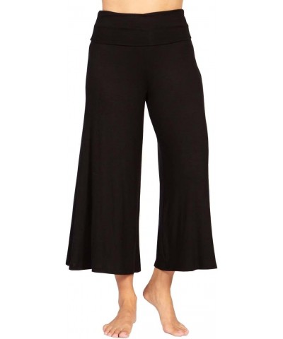 Plus Size Women's Casual Solid Wide Leg Culotte Gaucho Capri Pants - Black - 1XL $13.60 Pants