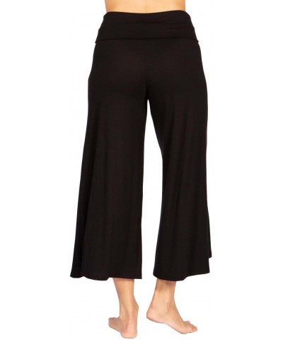 Plus Size Women's Casual Solid Wide Leg Culotte Gaucho Capri Pants - Black - 1XL $13.60 Pants