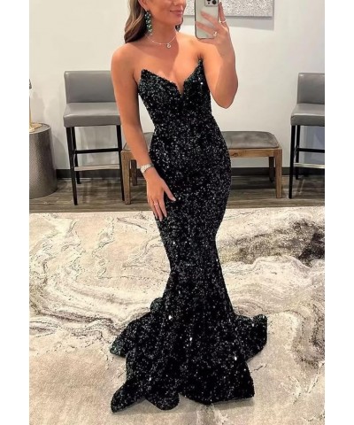 Sequin Evening Dresses for Women Formal Long Party Gowns Mermaid Sparkly V-Neck Prom Dress Gold $31.50 Dresses