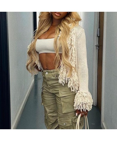 Women's Y2k Long Sleeve V Neck Soft Knit Cardigan Sweaters for Women White $21.15 Sweaters