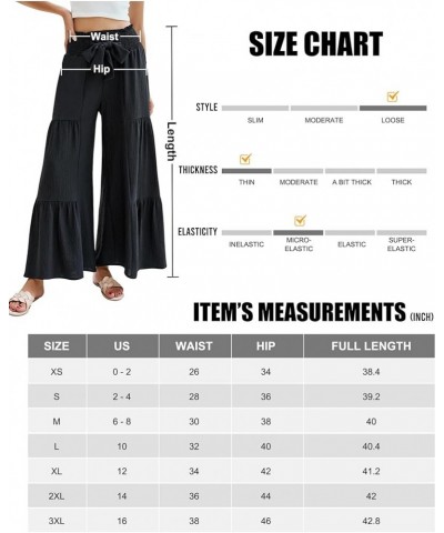 Women Linen Pants Summer Vacation Outfits Wide Leg High Waisted Pants Palazzo Flowy Pants Trouser 2024 Black $13.76 Pants