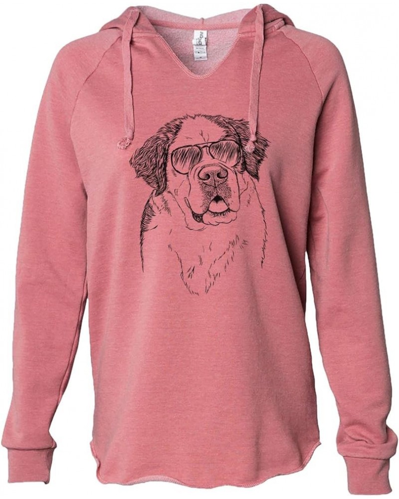 Aviator Hook The Saint Bernard - Women's Cali Wave Hooded Sweatshirt Dusty Rose $28.59 Hoodies & Sweatshirts