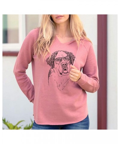 Aviator Hook The Saint Bernard - Women's Cali Wave Hooded Sweatshirt Dusty Rose $28.59 Hoodies & Sweatshirts