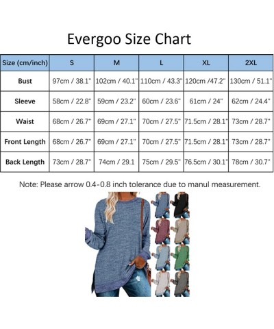 Womens Color Block Long Sleeve Shirts Crew Neck Pullover Sweatshirt Side Split Casual Tunic Tops Light Pink $13.25 Tops